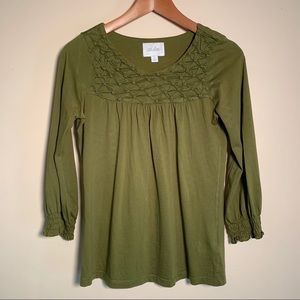 Anthropologie Deletta 3/4 Sleeve Top with Smocking